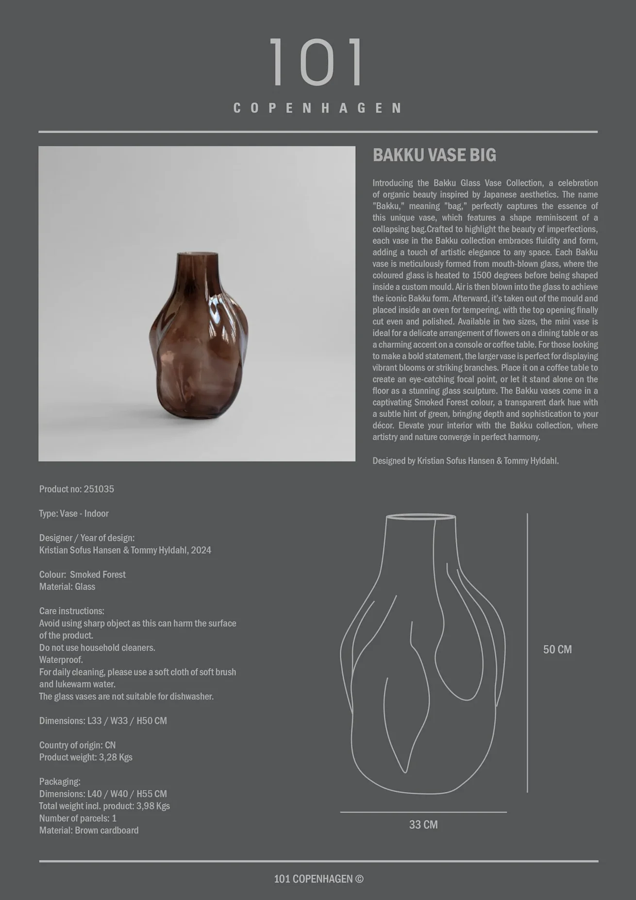 垂袋花瓶,大 - 煙霧森林 Bakku Vase, Big - Smoked Forest：圖片 4